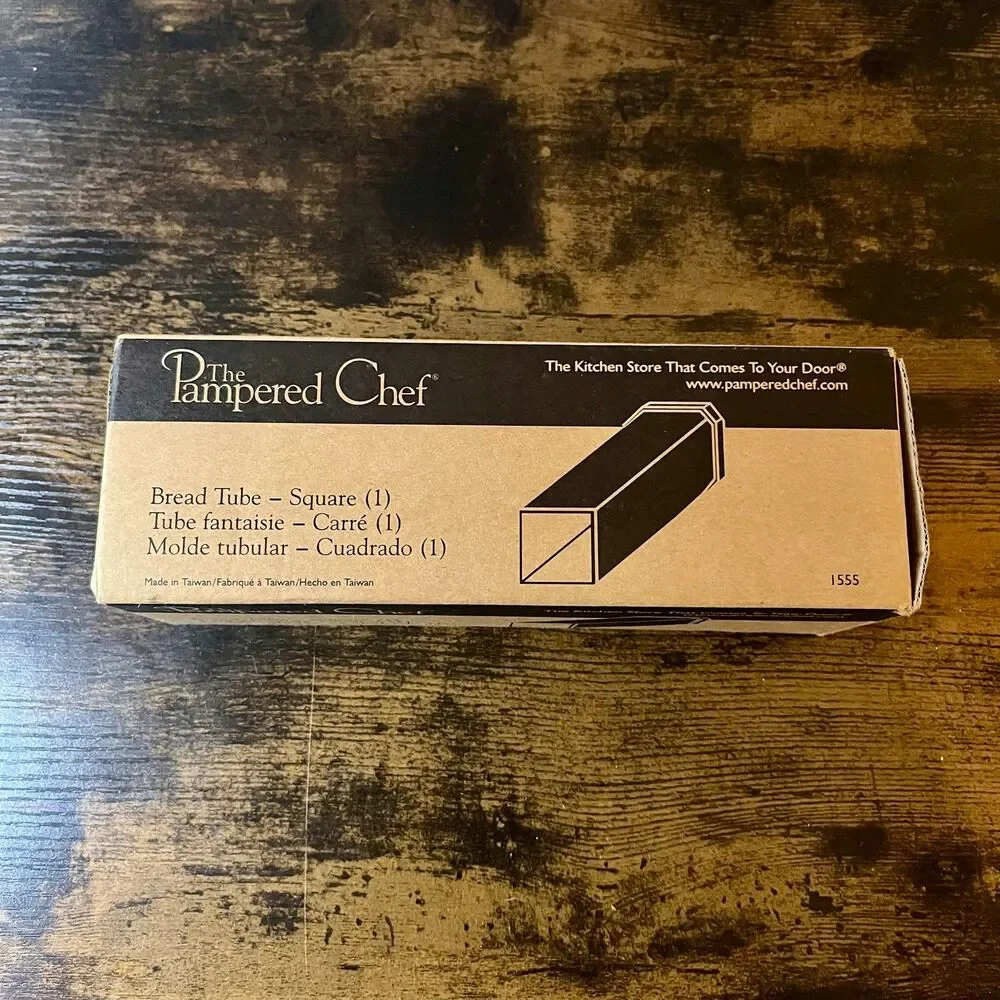 Vintage Pampered Chef Square Bread Tube #1555 Stainless Steel NIB